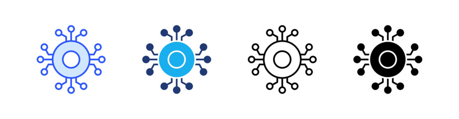 Digital Multiple Style Icon Set Vector 