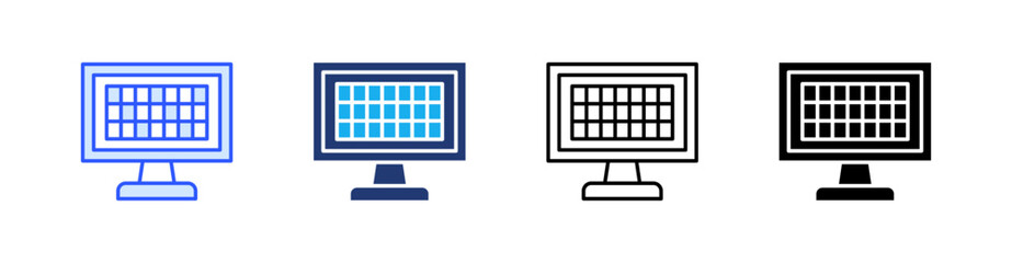 Excel Multiple Style Icon Set Vector 
