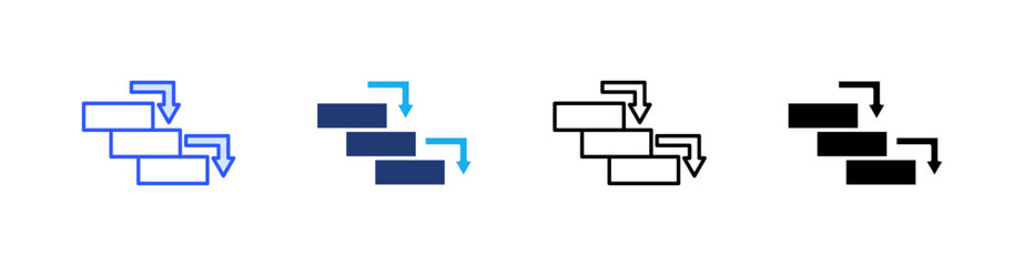 Waterfall Multiple Style Icon Set Vector 