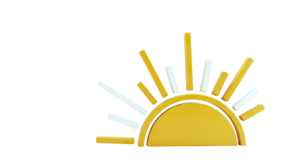 Stylized 3D Sun Icon with Rays