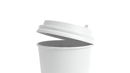 White Coffee Cup with Partially Open Lid
