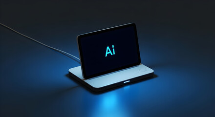 AI Text on Laptop Screen - Artificial Intelligence Technology and Digital Future