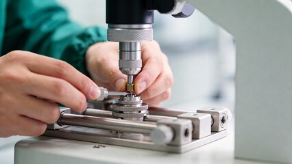 Person working with precision tool in lab