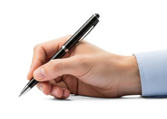 A hand holding a black pen png transparent