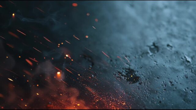 Hot Molten Metal Texture with Flying Sparks and Industrial Heat Haze