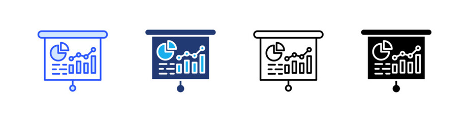 Presentation Multiple Style Icon Set Vector 