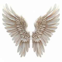 Fototapeta premium White, symmetrical feathered wings, on a blank backdrop