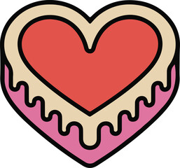Colorful heart shaped candy with pink and beige icing  sweet treat