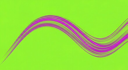 A vibrant purple wave flows across a bright green background in a dynamic abstract design