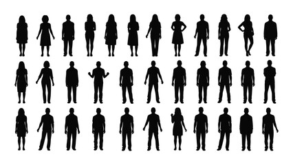Collection of silhouetted human figures isolated on white background, Vector