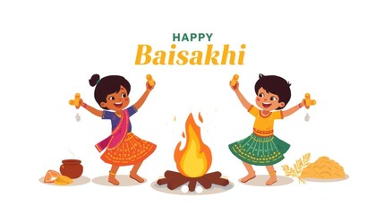 Children celebrating baisakhi