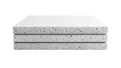 Three stacked concrete slabs with porous texture