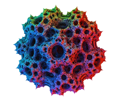 A colorful, abstract fractal pattern with a rainbow gradient. - Powered by Adobe