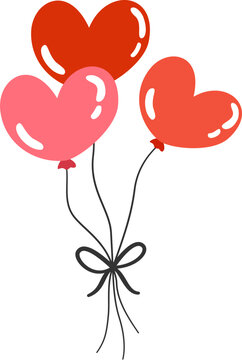 Three Heart Shaped Balloons Illustration 