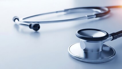 A close up of a stethoscope with shallow depth of field on a white surface, suggesting medical care