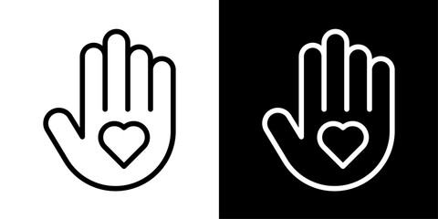 Obraz premium Volunteer icon representing community service, helping hands, charity work, social support, Ramadan values, and compassion.