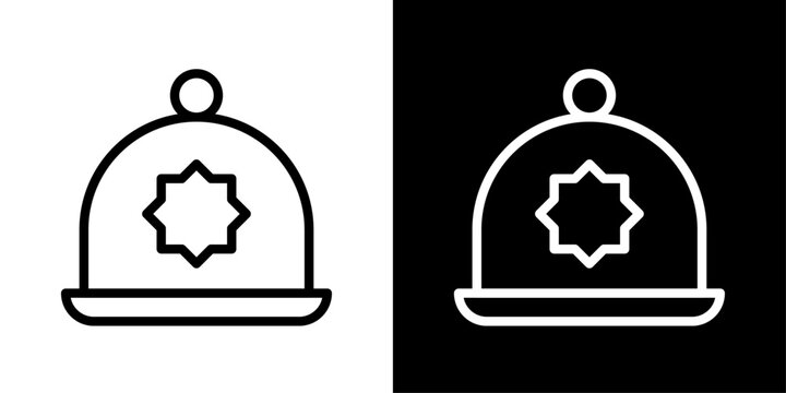 Halal food icon representing Islamic dietary law, permissible food, Muslim lifestyle, religious compliance, and cultural identity.