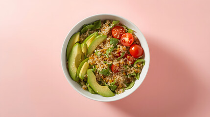 Healthy Quinoa Bowl with Avocado and Cherry Tomatoes