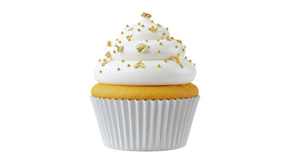 Gourmet Cupcake with White Frosting and Gold Leaf Decorations
