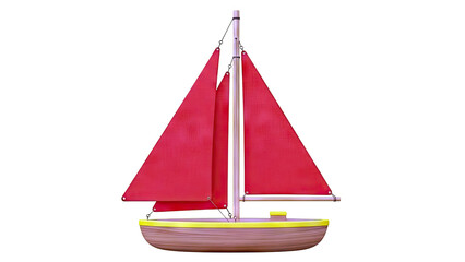 Toy Sailboat with Red Sails