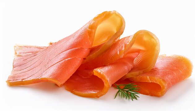 Tranches De Saumon Fume Sur Fond Blanc
