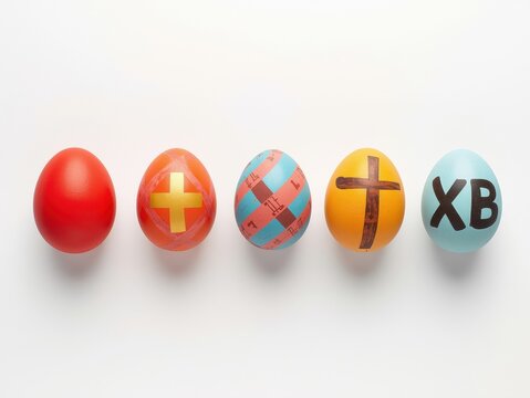 Colorful easter eggs with symbols