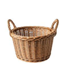 Obraz premium Handwoven wicker storage basket with twisted handles