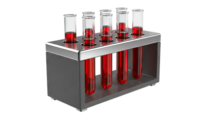 Test Tubes with Red Liquid in Rack