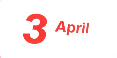 Date displaying april third