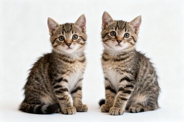 Obraz premium Two tabby kittens sitting side by side