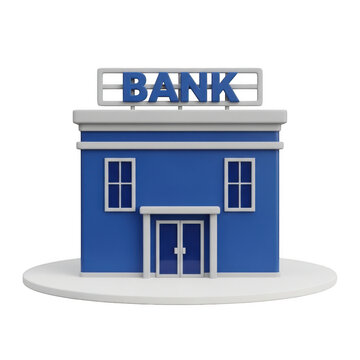 Modern bank building with prominent signage