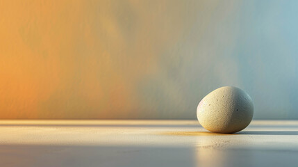 Single egg on minimal surface with soft pastel gradient light and smooth shadows