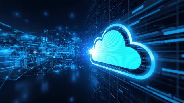 Cloud storage network data digital technology glowing network connectivity with secure futuristic