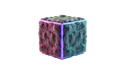 Textured Cube with Neon Edges