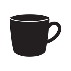 Ceramic Cup Silhouette Set Two minimalist graphic designs showcase a ceramic cup silhouette, one solid black and the other outlined, ideal for design assets