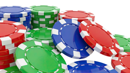 Stacks of colorful casino poker chips