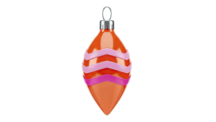 Orange Christmas ornament with pink chevron stripes