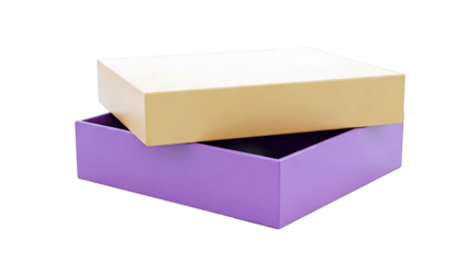 Two Stacked Rectangular Boxes: Purple Base and Tan Lid