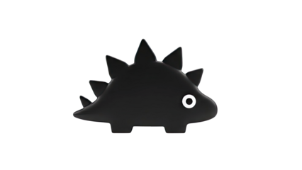 Cute black dinosaur toy with spikes and a white eye