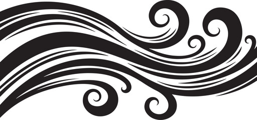 Fototapeta premium Elegant black swirling wave design on white background illustration