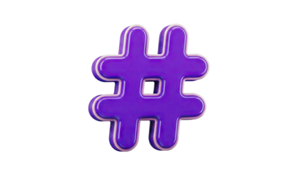 3D Purple Hashtag Symbol