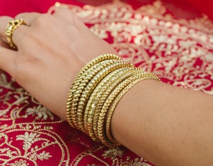 Gold bangles indian jewelry traditional adornment seamless loop macro detail high detail premium commercial look