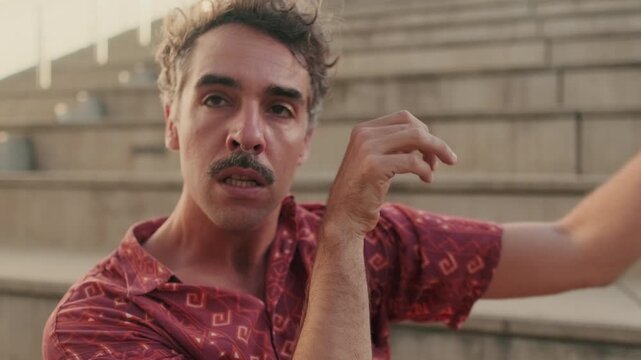 Young Man Dancing in an Amphitheater at Sunset