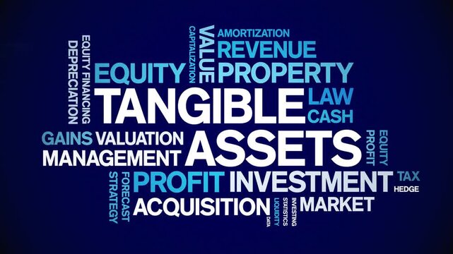 Tangible Assets animated word cloud-text design animation tag kinetic typography seamless loop.