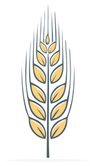 Obraz premium Stylized wheat ear illustration against white background for harvest or agriculture concepts.