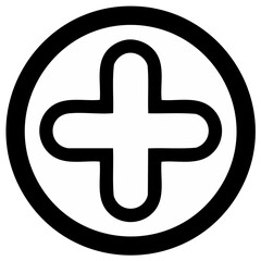 Obraz premium Medical Cross Icon Design with Rounded Edges Encased in Circle Shape