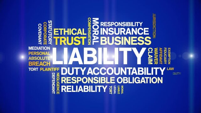 Liability animated word cloud-text design animation tag kinetic typography seamless loop.