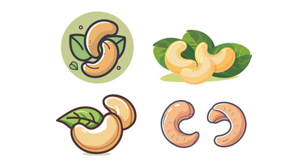 Cashew nut icon clean vector outline isolated on white background