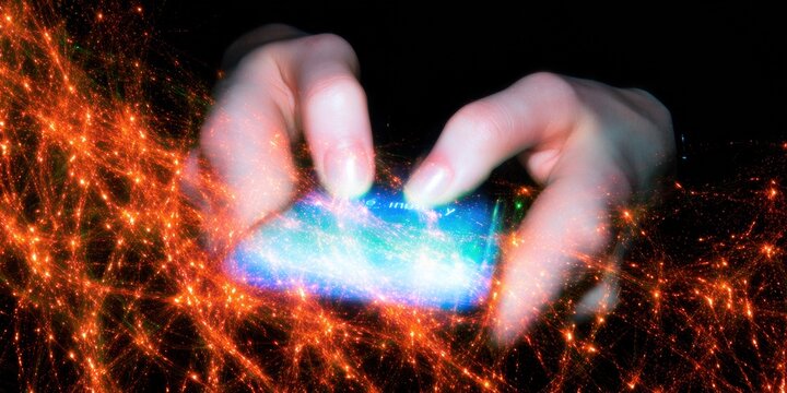 Close-up of human hands typing mean comments on a smartphone screen, representing online aggression and internet harassment for digital ethics campaigns - Powered by Adobe