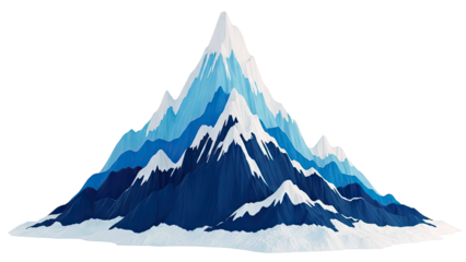 Stylized Blue and White Snow-Capped Mountain Range